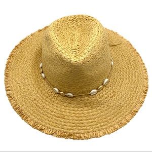 INC Frayed-Edge Panama Hat With Shell  UV 50+